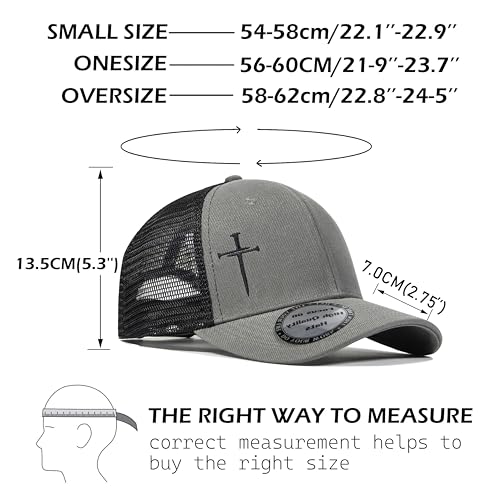 Christian Hats for Men Women,Jesus 3 Nail Cross Hat Christian Religious Gifts for Birthday/Christmas - color: 06.silver-black