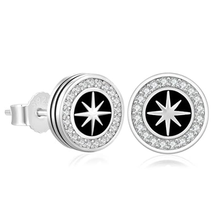 KRKC&CO Earrings for Men, Sterling Silver Earrings Studs, Hypoallergenic - color: Black J