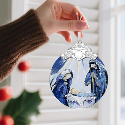 Stained Glass Christian Ornament, Nativity Christmas Ornaments, Christmas Decorations for Tree, Holiday Ornament, Christian Gifts, Religious Gifts, Gift Ideas & Xmas Gift
