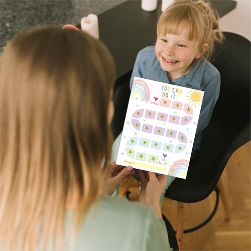 10 Reward Chart with 206 Golden Star Stickers-Boho Rainbow Theme -Incentive Chart,Positive Behavior Reward Chart for Kids,Toddler Homework Assignments, Attendance(8"X10")-A03 - color: Rainbow
