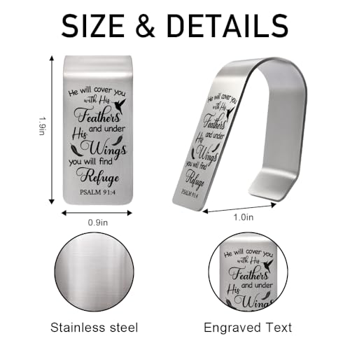 He Will Cover You with His Feathers and Under His Wings Visor Clip for Cars, Inspirational Bible Verse Christian Gifts for Men Women, Psalm 91:4 Car Décor Sign, Religious Gifts for Drivers