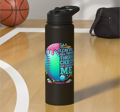 Christian Baseball Drip Water Bottle For Boys Ice Cream Drip Stainless Steel Insulated Water Bottle