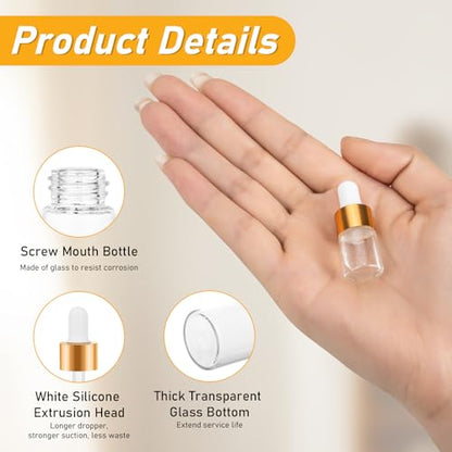 20 Pack 2ml Mini Dropper Bottle for Cuticle Oil - size: 2ml