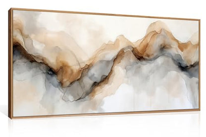 Abstract Neutral Watercolor Framed Canvas Wall Art Set -20"×40" - color: Abstract Neutral Wall Art, size: 20"L x 40"W