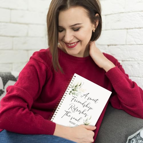 a Sweet Friendship Refreshes the Soul Christian Spiral Notebooks, Proverbs 27:9 Bible Journal, Gifts for Christian Women Friends, Religious Notebook for Note Taking, 5.5x8.3 Inch - color: white Bible Notebook-1