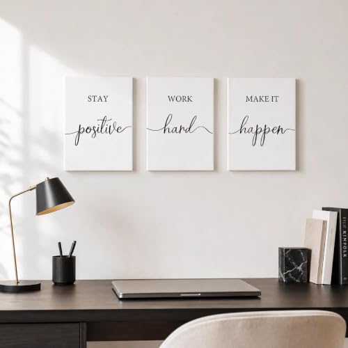 YPY Work Hard Stay Positive Wall Art Set of 3, 12x16 Framed Office Decor - color: Stay Positive Work Hard