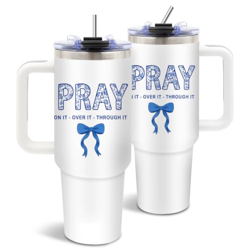 Pray 40 oz Tumbler with Handle and Straw, Christian Gifts for Women Girls - color: PRAY1