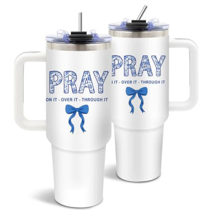 Pray 40 oz Tumbler with Handle and Straw, Christian Gifts for Women Girls - color: PRAY1