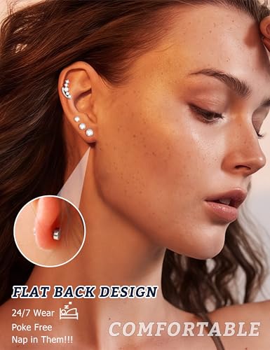 JeryWe Cartilage Earrings for Women Hypoallergenic Helix Piercing Jewelry - color: N:cz-silver filled