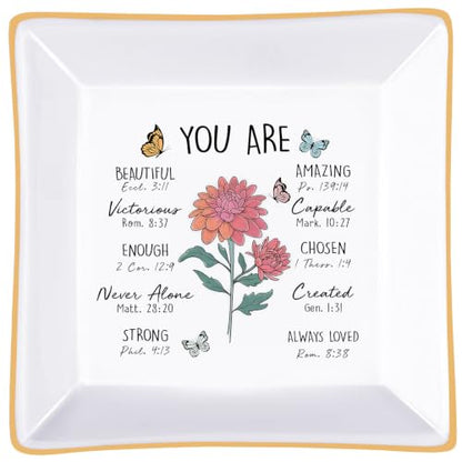 Birthday Gifts for Women, Mum Scripture Jewelry Dish, Christian Gifts - style: Chrysanthemum: Loyalty, Honesty, Longevity(November Birth Month, Mum Flower )