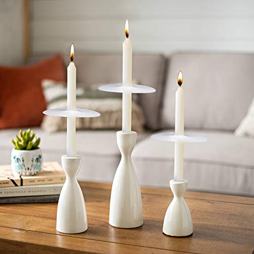 20 Pack Church Candles with Drip Protectors for Devotional Candlelight Vigil Service, Box of 20 Candles, Unscented White 5" H X 1/2" D