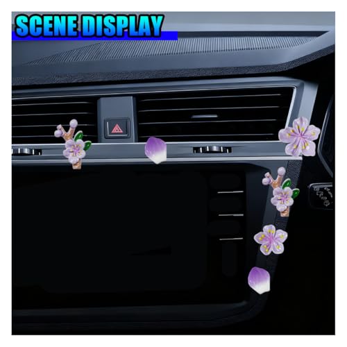 5PCS Peach Blossoms Car Dashboard Decoration (Purple) - color: Purple