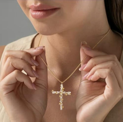 Cross Necklace for Women,14K Gold Silver Plated Box Chain Pendant，Dainty Personalized Charm Jewelry Gift for Her - color: Gold Cross A