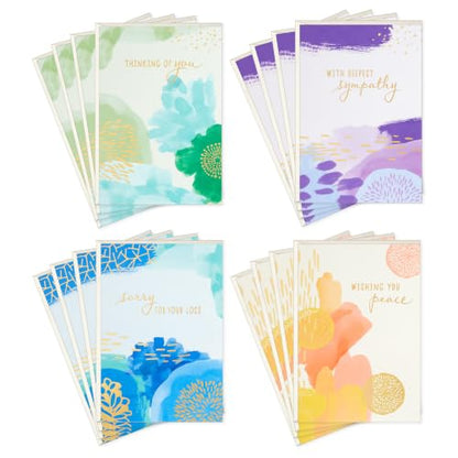 Hallmark Bulk Sympathy Cards, Assorted 16-Pack (Abstract Watercolor)