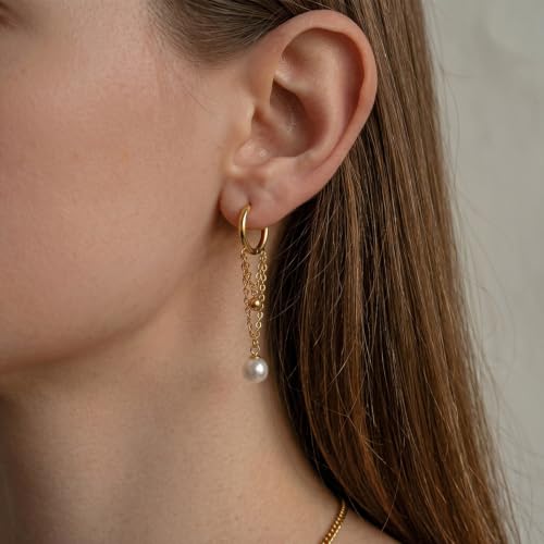 Gold Dangle Earrings for Women，Tassel Hoop Earrings with Charms - color: H