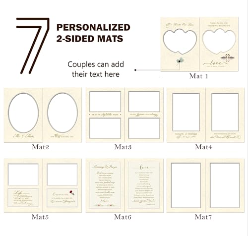 Wedding Frame, Wedding Gift for Couple, 7 Mats for 3.5x5, 4x6 & 5x7