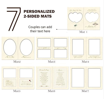 Wedding Frame, Wedding Gift for Couple, 7 Mats for 3.5x5, 4x6 & 5x7