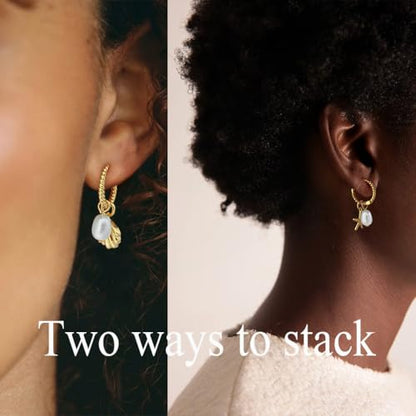 Small Gold Twisted Huggie Hoops Interchangeable Charm