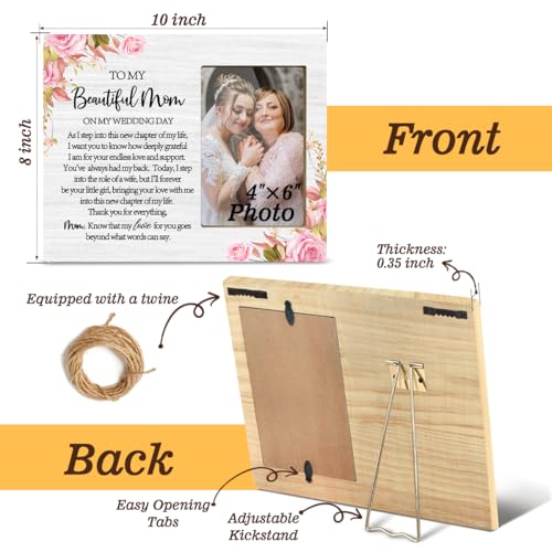JioJio Chan Mother of The Bride Gift Picture Frame, To My Mother on My Wedding Day Photo Frame 4x6, Bridal Shower, Wedding Gifts for Mom - color: white
