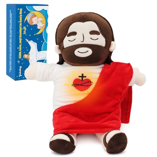Yelakey 15.7" Jesus Plush that Breathes, Soothing Light Up Musical Toy - color: Red