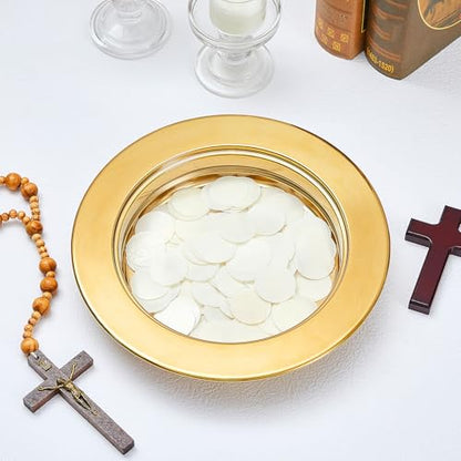 Zhehao 1 Pcs Communion Plates for Church Communion Bread Tray Plate Church Supplies Set Polished Stainless Steel Tray (Gold) - color: Gold