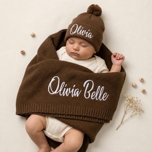 Personalized Baby Blanket with Name, GOTS Organic Custom Baby Blanket