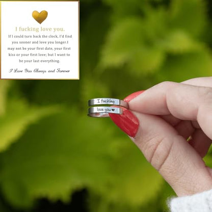 Faith Over Fear Cross Inspirational Rings for Women Daughter, Christian Blessed Hope Love Encouragement Rings Adjustable Open Tiny Purity Wrap Thumb Cross Ring Jewelry Graduation Cocktail Party - color: Fcking Love(Silver&Silver)