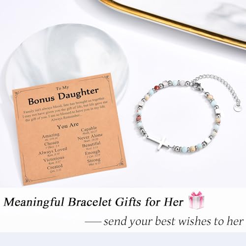Christian Gifts for Women Girls, Religious Cross Bracelet - color: Bonus Daughter