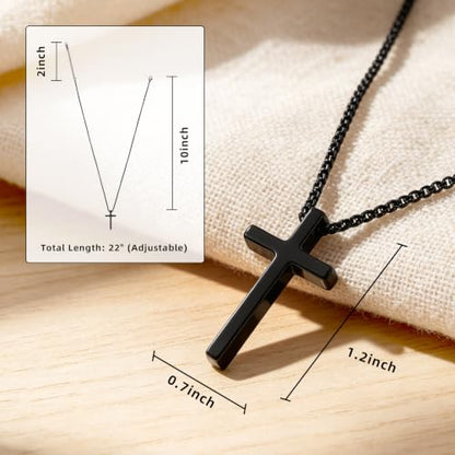 NZKNP Cross Necklace for Boy Teen Men, Birthday Gifts for Boys 8-14 - color: Black, Philippians 4:13