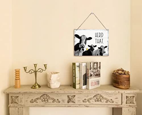 Funny Herd That Cow Decor Sign, Hanging Printed Wall Plaque Wood Signs, Country Farmhouse Decor, Home Décor, Rustic Farmhouse Decorations for The Home Wall Art 10X7.8inch - color: Herd That