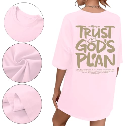 Christian Shirts for Women God Faith Shirt Jesus Oversized Religious Tees Bible Verse Tee Graphic Inspirational Tops - color: Pink, size: XX-Large