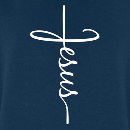Jesus Cross Christian Pullover Hoodie for Men Women, Inspirational Gift - color: Navy, size: XX-Large