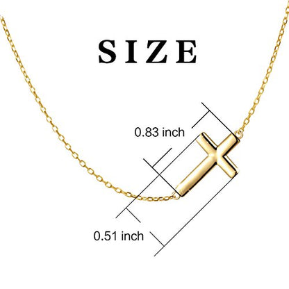 DAOCHONG S925 Sterling Silver Sideways Cross Choker Necklace 14+4 Inch - color: Gold-tone