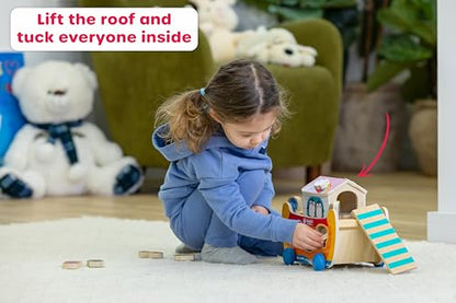 Jasey's Toy Chest Noah's Ark Wooden Sort & Match | 18-Piece Shape Sorting Ark with Animal Pairs, Figures & Ladder | Educational Toy for Toddlers Ages 18+ Months