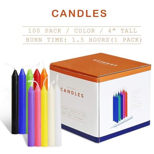 HELLY Unscented 4" Mini Chime Ritual Spell Taper Candle - color: 4"100pcs-colored