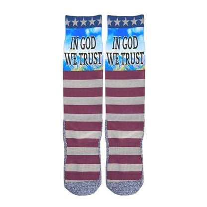 Bible Verse Socks for Men, Christian Scripture Crew Socks, Faith Gift - color: In God We Trust