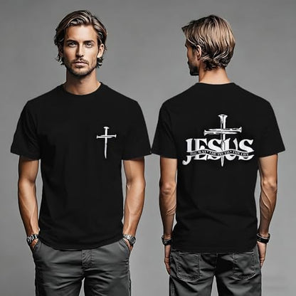 Christian Jesus Shirts for Men Inspirational Bible Verse Faith Graphic Tees - color: Black2, size: Large