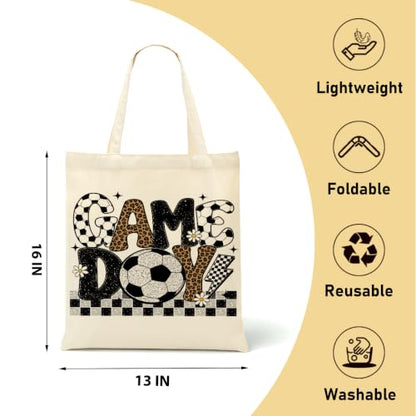 Faith Canvas Tote Bag, Christian Gifts for Women Mama Sister Inspirational Bible Verse Birthday Christmas - color: Soccer 875