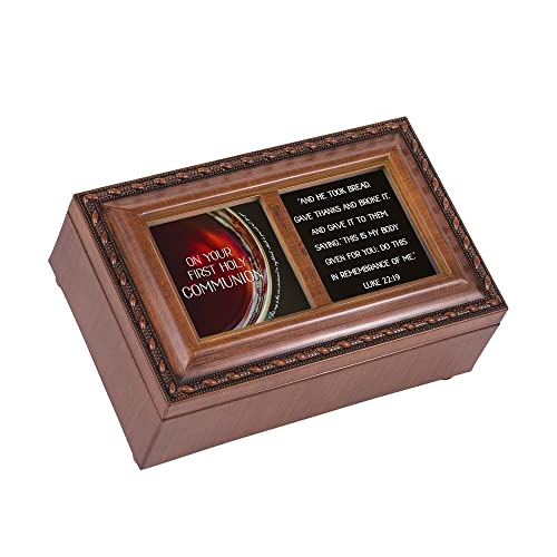 Cottage Garden First Holy Communion Woodgrain Rope Trim Petite Box Plays How Great Thou Art