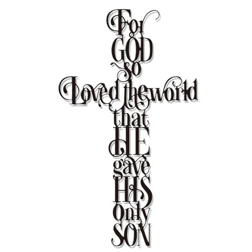Rajukit Jesus Wall Art Cross Wall Decor with “For God So Loves the World” - color: A