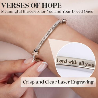 kilofly Set of 3/6 Bible Verse Bracelet Christian Unique Religious Gift for Women - style: Faith Set3
