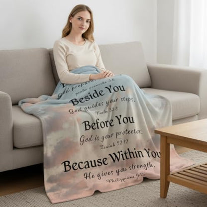 Christian Throw Blanket Bible Verses Inspirational Religious God Faith Soft Cozy 50x60 Inch Psalm Philippians Isaiah Gift for Women Men - color: Bible 2