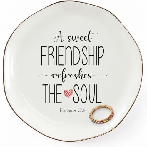A Sweet Friendship Refreshes The Soul Ring Dish – Gifts for Women, Ceramic Jewelry Tray for Birthday, Bridesmaid, BFF, Inspirational Trinket Holder - color: A Sweet Friendship Refreshes The Soul