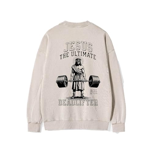 Fall Oversized Crewneck Sweatshirt for Women Men Jesus The Ultimate - color: Beige, size: 5X-Large