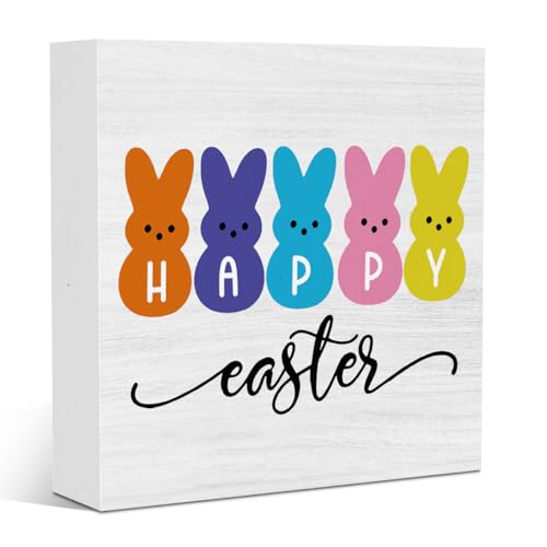 Funny Easter Peeps Decor for Home Easter Sign Bunny Decorations for Office Home Farmhouse Bathroom Bedroom Desk Table Decor 5 X 5 Inches - color: Easter1
