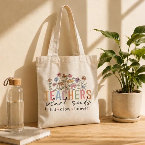 Teacher Appreciation Gifts, Teachers Plant Seeds That Grow Forever, Graphic Reusable Tote Bag for Women Teacher, Delicate Gifts for Women Teachers Friends, Beautiful Canvas Tote Bags - color: Style 11