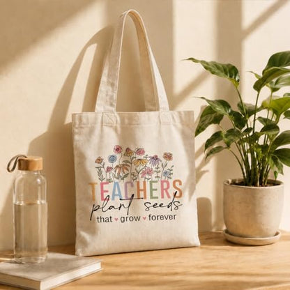 Teacher Appreciation Gifts, Teachers Plant Seeds That Grow Forever, Graphic Reusable Tote Bag for Women Teacher, Delicate Gifts for Women Teachers Friends, Beautiful Canvas Tote Bags - color: Style 11