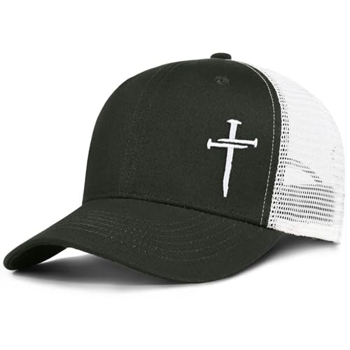 Christian Jesus Cross Hat - Faith Hats for Men Women - Religious Gifts for Thanksgiving Christmas - color: Cross/Dark Green