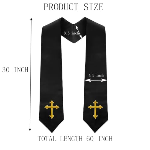 Clergy Stole & Choir Stole with Cross Embroidery 60'' (Pink) - color: Black