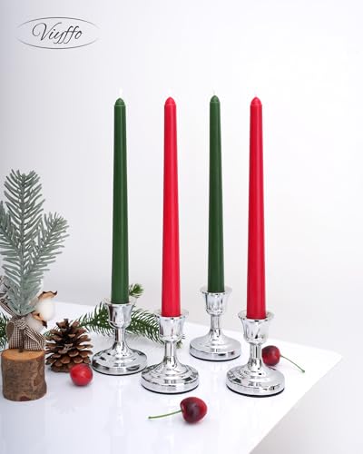 Viyffo 12 Inch Taper Candles 8-Hour Burn Christmas Edition, 4 Pack - color: 12 Inch Green and Red Christmas